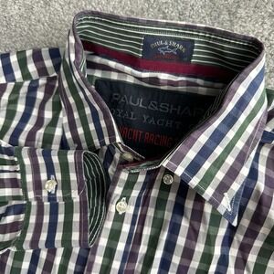 Paul And Shark Button Down Plaid Long Sleeve Shirt Men's Size 45 XL *See Photos*